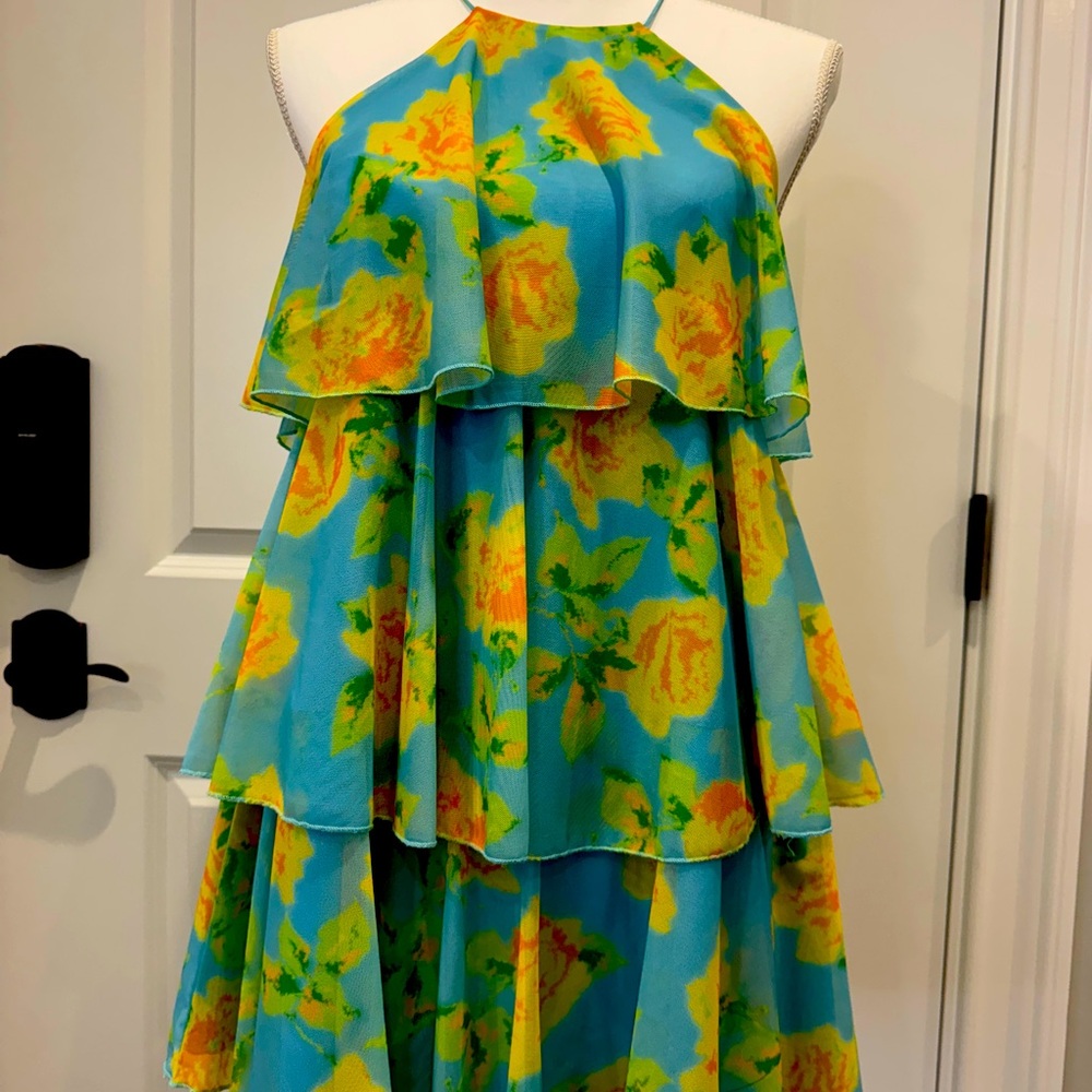 Floral Tiered Halter Dress